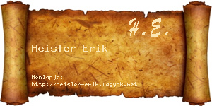 Heisler Erik névjegykártya